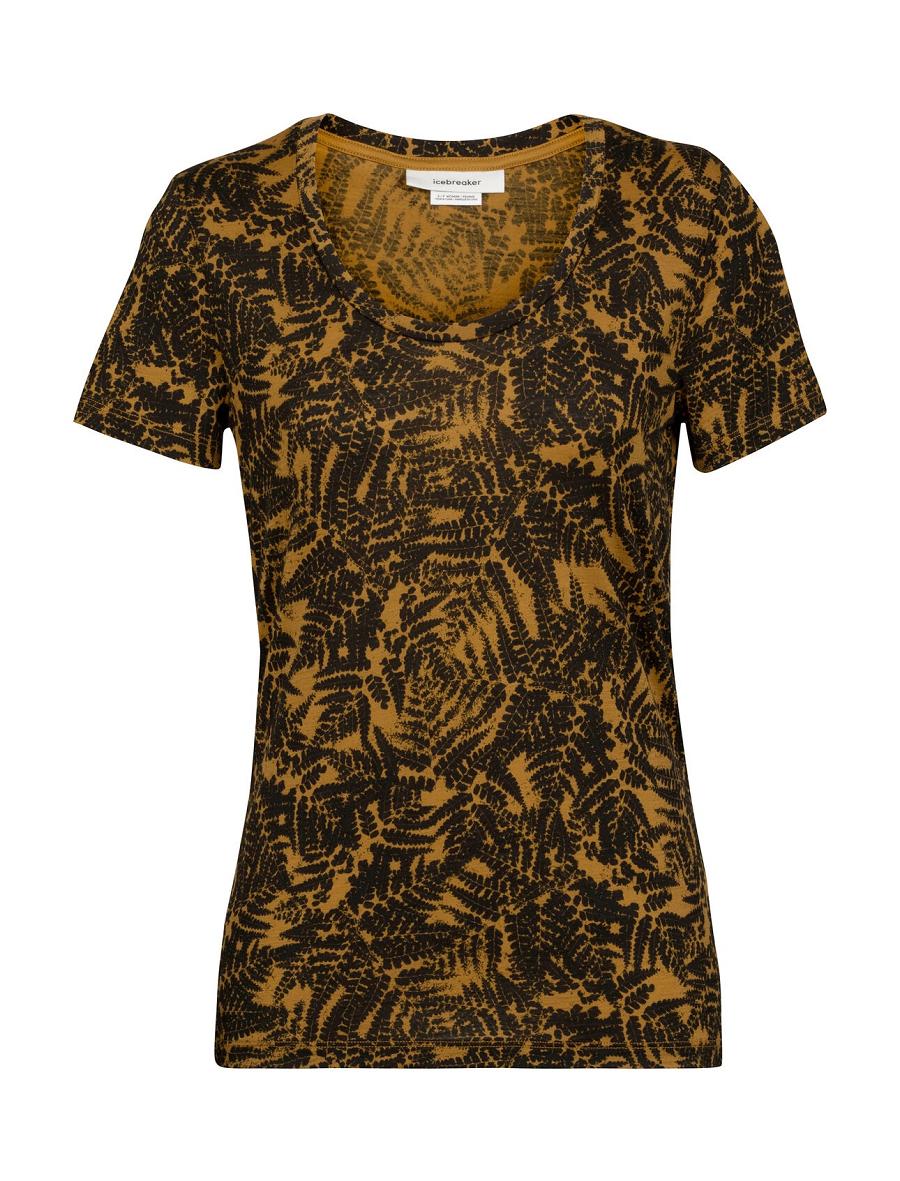 Clove Icebreaker Merino Tech Lite II Short Sleeve Scoop Native Ferns Women's T Shirts | AU 1599EBCX